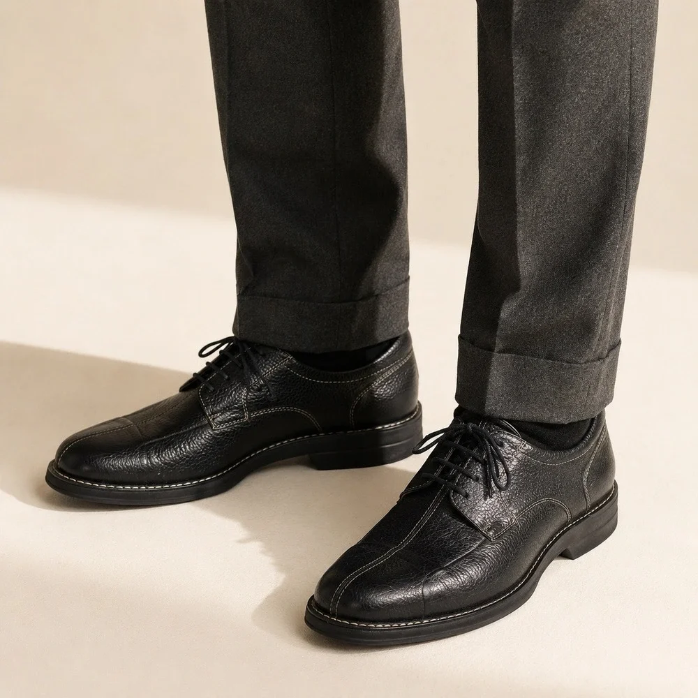 Johnston & Murphy Pebbled Leather Oxford Shoes 12M Quiet Luxury